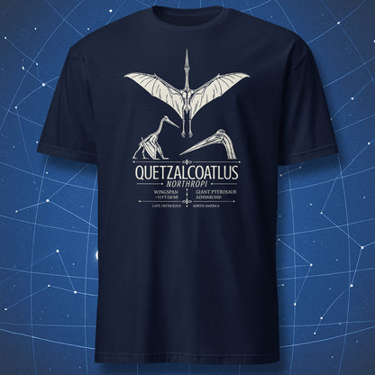 Navy T-shirt with Quetzalcoatlus northropi prehistoric pterosaur design